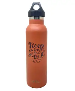 HOOM Vacuum Stainless Steel Insulated Travel Flask with Ceramic Coating Wide Mouth Flex Cap Thermos Leak-Proof Tumble Flask Cup Orange - 750 ml