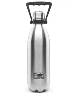 Flair Houseware Triumph Vacuum Insulated Steel Bottle With Handle Silver Black - 1000 ml