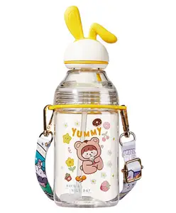 SANJARY Water Bottle With Ear Applique- 400 ml (Color May Vary)
