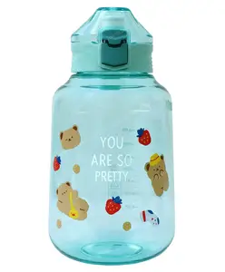 Toyshine Jumbo Tank 1200 ml Kids Water Bottle with Stainer, BPA Free Children's Drinkware with Button Lock - Green