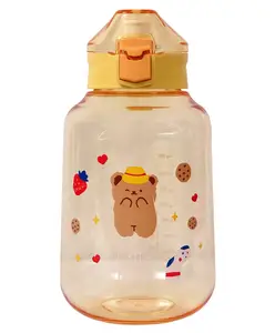 Toyshine Jumbo Tank 1200 ML Kids Water Bottle with Stainer, BPA Free Children's Drinkware with Button Lock, Yellow - 1200 ml