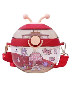 Toyshine Ladybug Beetle Kids Water Bottle with Spill Proof Straw Red - 450 ml