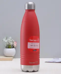 Servewell SS Single Wall Bottle Steel Silver Fuji Red - 750 ml
