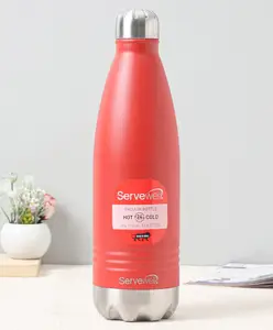 Servewell 304 Stainless Steel Single Wall Vacuum Water Bottle Red - 1000 ml