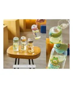 YAMAMA Cartoon Design Anti Leak Stylish Water Bottle with Sipper and Handle School Water Bottle 450 ML (Color May Vary)