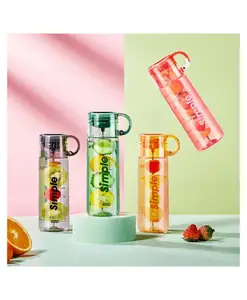 YAMAMA Fruit Infuser Detox Water Bottle BPA-Free Stylish Water Bottle with Rod & ebook Fruit Detox Bottle for Girls Water Bottle for Girls Stylish Cute Kids Water Bottle - 620 ML (Color May Vary)