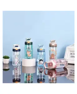 YAMAMA Water Bottle for Kids, Cute Animal Printed Design Anti-Leak Spill-Proof Bottle with Sipper for Kids 470ML Color May Vary