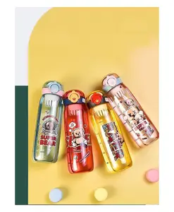 YAMAMA Cute & Colorful Bear Printed Water Bottle with Fruit Infuser, BPA-Free for Kids & Adults 600 ML Color May Vary