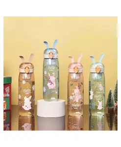 YAMAMA Cute Rabbit Printed Design Water Bottle with Fruit Infuser BPA Free for Kids & Adults 600 ML Color May Vary