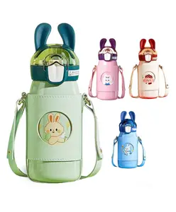 FunBlast Insulated Water Bottle with Leather Cover and Strap Green 530 ml