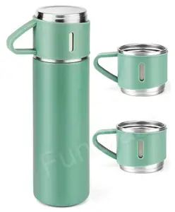 FunBlast Stainless Steel Vacuum Flask Cups Set Sea Green - 500 ml