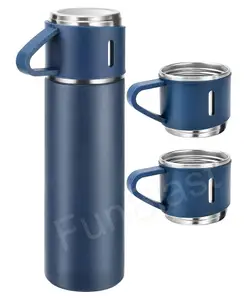 FunBlast Stainless Steel Vacuum Flask Cups Set Sea Blue - 500 ml