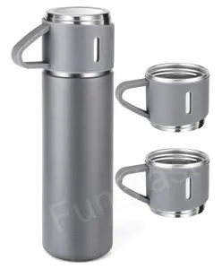 FunBlast Stainless Steel Vacuum Flask Cups Set 500 ml Grey