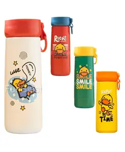 FunBlast Hot And Cold Double Walled Vacuum Stainless Steel Water Bottle Cream - 350 ml