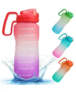 Spanker Motivational Water Bottle Gallon With Time Marker Large Capacity Leakproof Bpa Free Fitness Sports Water Bottle Pink Purple Sstp - 2000 ml