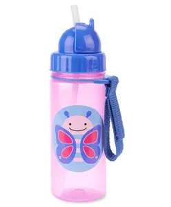 Skip Hop Zoo Straw Bottle Pp Butterfly Pink - 384 ml