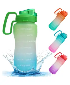 Spanker Fazer All In 1 Motivational Leakproof Water Bottle Gallon with Handle Blue & Green - 2000 ml