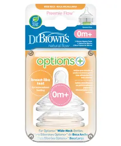 Dr. Brown's Dr. Browns Preemie Flow Wide Neck Silicone Options+ Nipple Pack of 2 - White