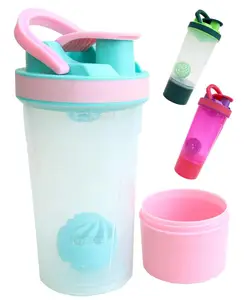 Spanker 24 Oz Leak Proof Mixer Cup with Blending Ball Mixing Bottles for Protein Shakes Pink Green- 710 ml