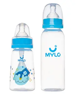 Mylo Baby Natural Feeding Bottle Slim Neck 125 ml and 250 ml Pack of 2 - 375 ml