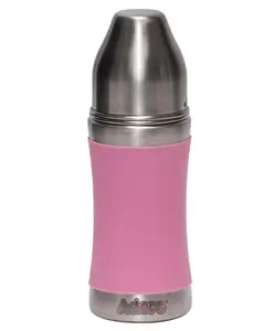 Adore Premium Baby Stainless Steel Feeding Bottle With Sleeve Pink - 250 ml
