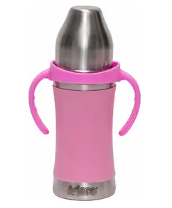 Adore Stainless Steel Straw Sipper with Sleeve and Handle Pink - 250 ml