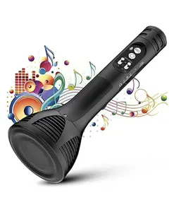 Oskart Oskart Handheld Wireless Singing Mike Multi-Function Bluetooth Karaoke Mic with Microphone Speaker - Colour & Print May Vary