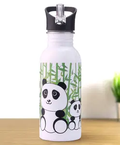 Fab N Funky Panda Theme Stainless Steel Color Changing Magic Bottle White|Leak Resistant|BPA Free|Rust Proof|600 ml
