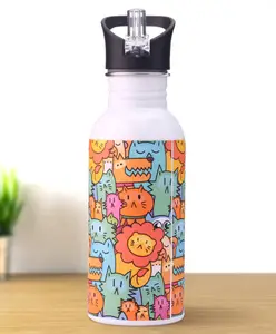 Fab N Funky Animals Theme Stainless Steel Color Changing Magic Bottle Multicolour |Leak Resistant|BPA Free|Rust Proof| 600 ml