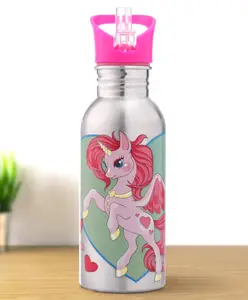 Fab N Funky Unicorn Theme Stainless Steel Color Changing Magic Bottle Pink |Leak Resistant|BPA Free|Rust Proof|600 ml