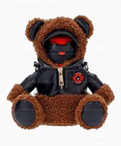 FunBlast Water Bottle with Cute Teddy Carry Cover and Straw Orange & Black - 500 ml