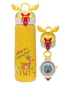 FunBlast Stainless Steel Vacuum Water Bottle with Lock button Yellow - 440 ml