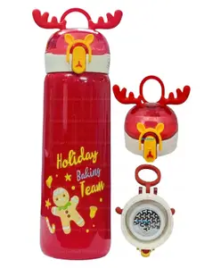 FunBlast Stainless Steel Vacuum Water Bottle with Lock button Brown - 440 ml