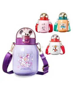 FunBlast Insulated Water Bottle with Straw and Strap 1 Pc Random Color and Design