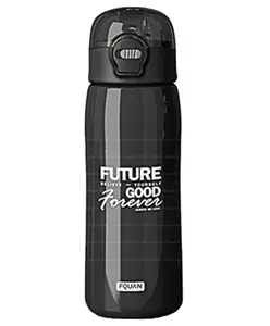 FunBlast Insulated Water Bottle with Straw and Strap Black - 380 ml