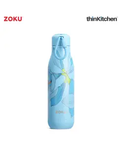 Zoku Stainless Steel Sky Lily Floral Bottle for thinKitchen Blue - 750ml