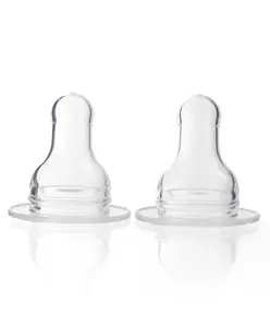 Babyhug Transparent Medium Flow Silicone Nipple - Pack of 2