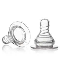 Babyhug Transparent Medium Flow 100% Silicone Nipple - Pack of 2