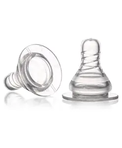 Babyhug Transparent 100% Silicone Nipple Slow Flow -Pack of 2