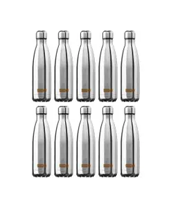 USHA SHRIRAM Insulated Stainless Steel Water Bottle Silver Pack of 10 - 1000 ml Each
