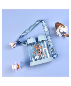 Negocio Double Sided BPA Free Water Bottle with Spill Proof Straw & Soft Grip Strap 640 ml (Colour May Vary)