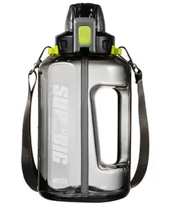 Negocio Water Bottle with Straw and Shoulder Strap and Sticker 1500 ml - Colour May Vary