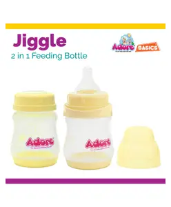 Adore Basics Jiggle 2 in 1 Feeding Bottle Yellow Pack of 2 - 150 ml Each