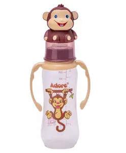 Adore Woah! The Character Hood Feeding Bottle- BIS Approved- Baby Safe- Anti-colic Teat -250ml - Monkey