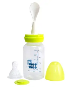 Mee Mee Feeding Bottle With Brush Green - 125 ml