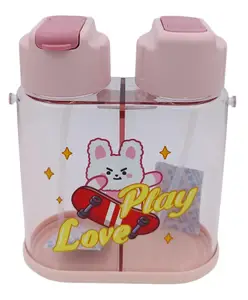 SANJARY Double Sided Water Bottle With Soft Grip Strap Pink - 640 ml