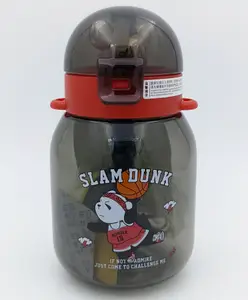 SANJARY Tritan Water Bottle with Straw & Adjustable Strap Black - 600 ml