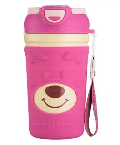 FunBlast Strawberry Bear Vacuum Coffee Mug with Lid Pink - 450 ml