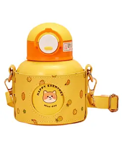 Little Surprise Box Stainless Steel Fruity Bear Water bottle for Kids with Holder yellow - 520 ml