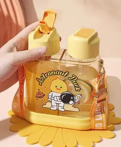 YAMAMA 2 In 1 Drink & Mist Water Bottle Anti Leak Spill Proof Bottle BPA Free Yellow - 640 ml